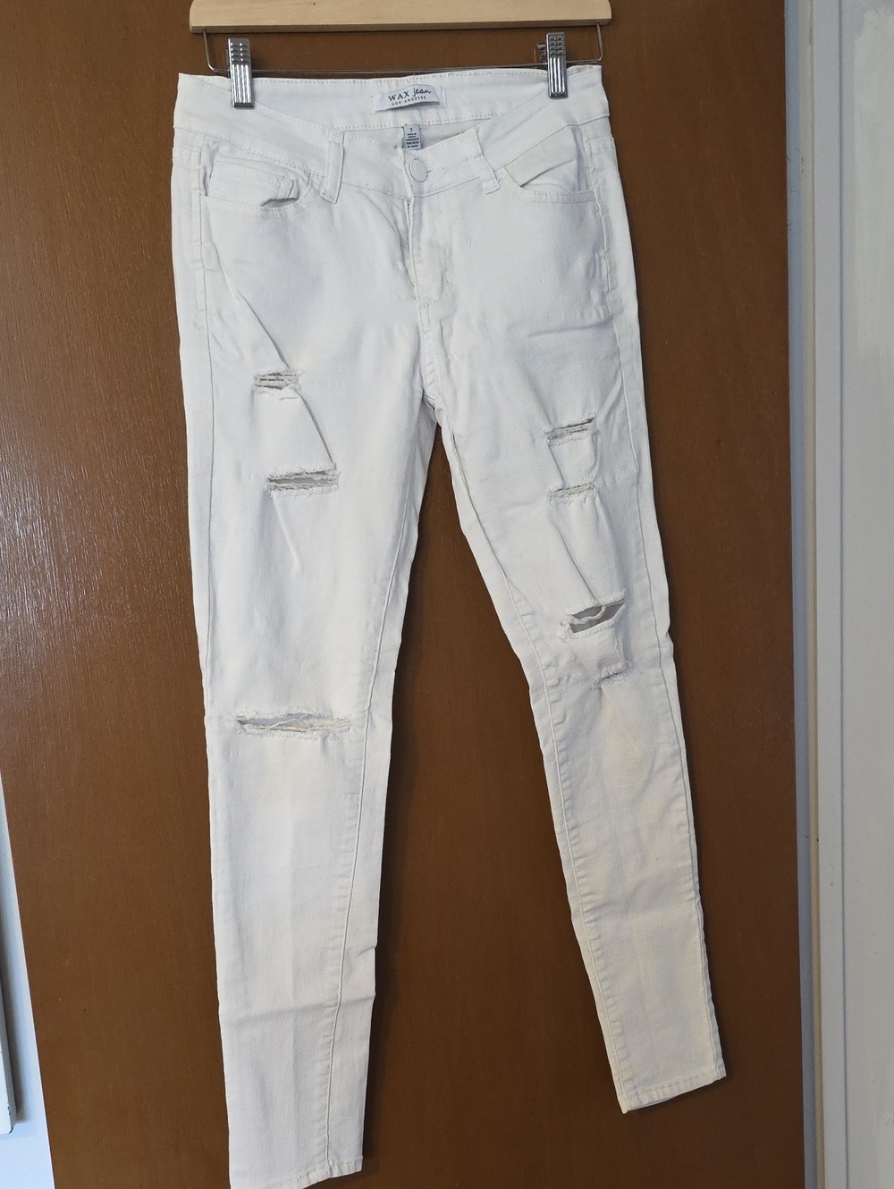 Wax Jean Off-White Distressed Skinny Jeans for Women